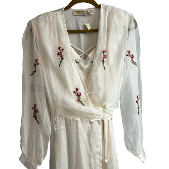 Vintage Victoria's Secret Peignoir 1980s Embroidered Nightgown & Robe Set P/S NW - Picture 9 of 16